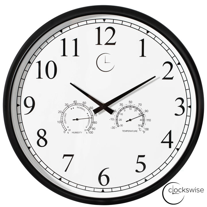 18" Outdoor Wall Clock Thermometer Combo