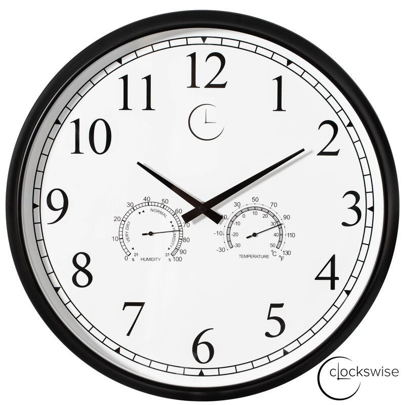 18" Outdoor Wall Clock Thermometer Combo