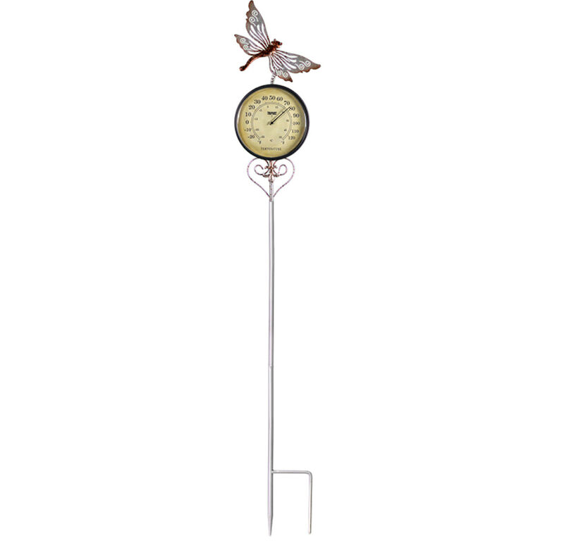41.75" Iron  Dragonfly Garden Stake Thermometer