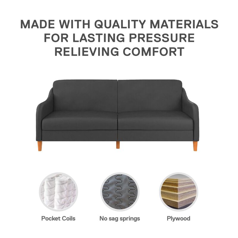 Joan Modern Coil Futon Sofa Bed and Dorm Couch Sleeper