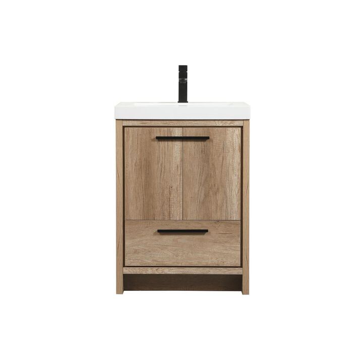 Elegant Kitchen and Bath 24 inch Single bathroom vanity in natural oak