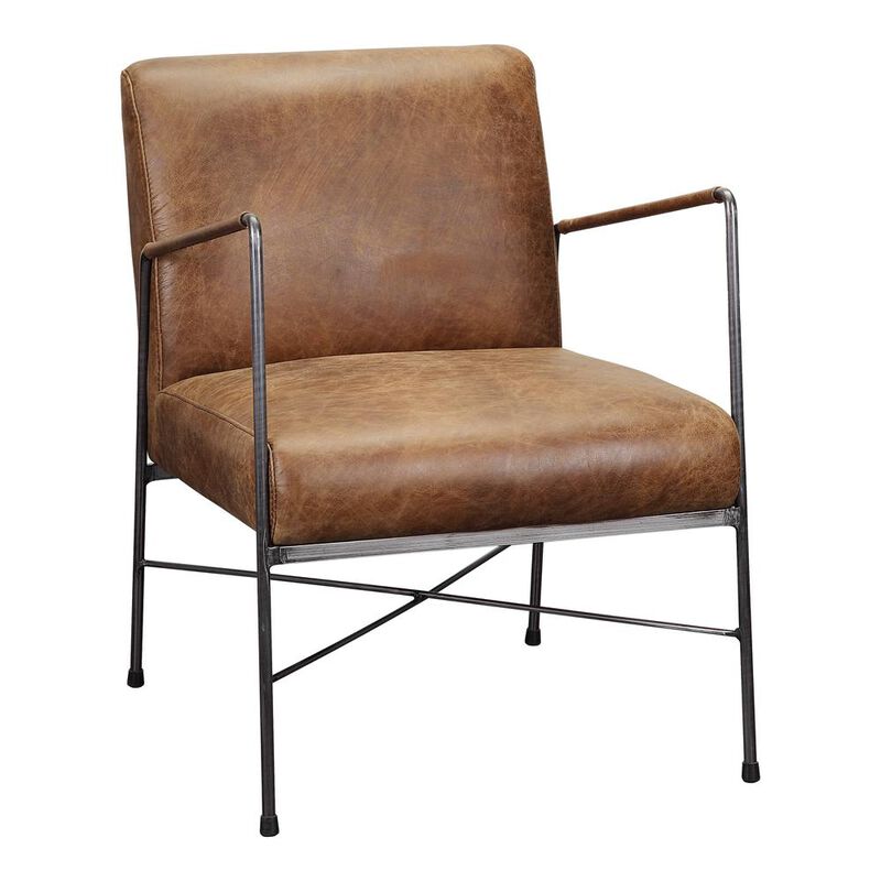 Moe's Home Collection DAGWOOD LEATHER ARM CHAIR BROWN