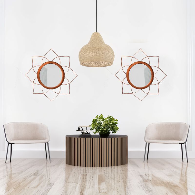 Set of 2 Circle Mirror Gold Metal Frame