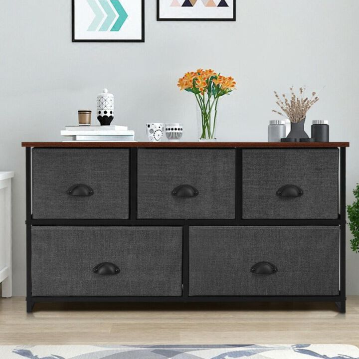 Hivvago Wood Dresser Storage Unit Side Table Display Organizer-Gray