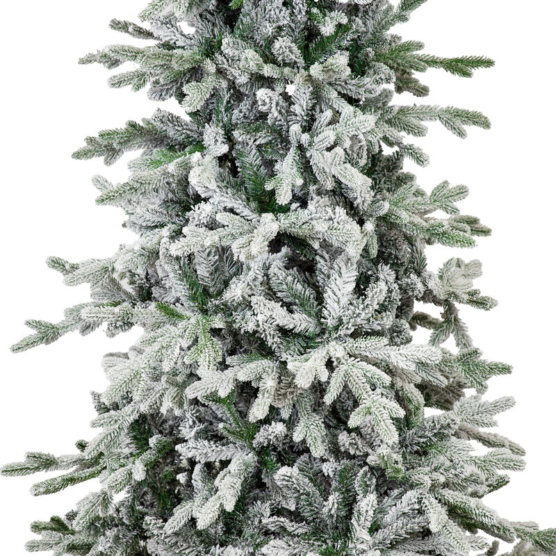 Sunnydaze Slim and Stately Artificial Christmas Tree - 7 ft - Flocked