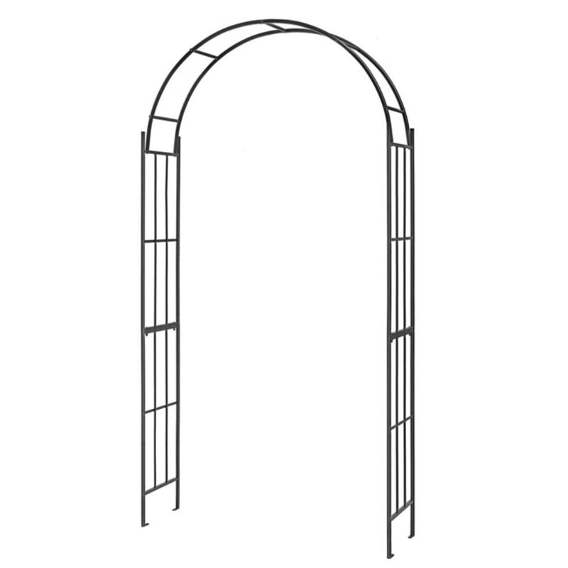 Hivvago 7.5 Feet Metal Garden Arch for Climbing Plants and Outdoor Garden Decor-Black