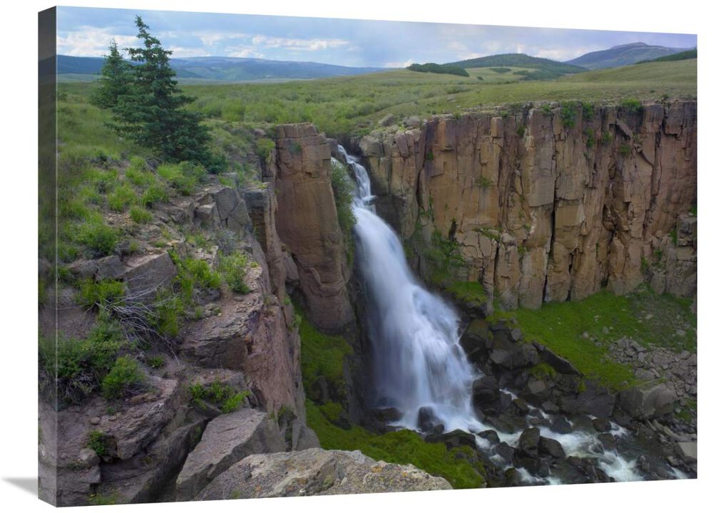 North Clear Creek Waterfall cascading down cliff, Colorado-Canvas Art-32x24