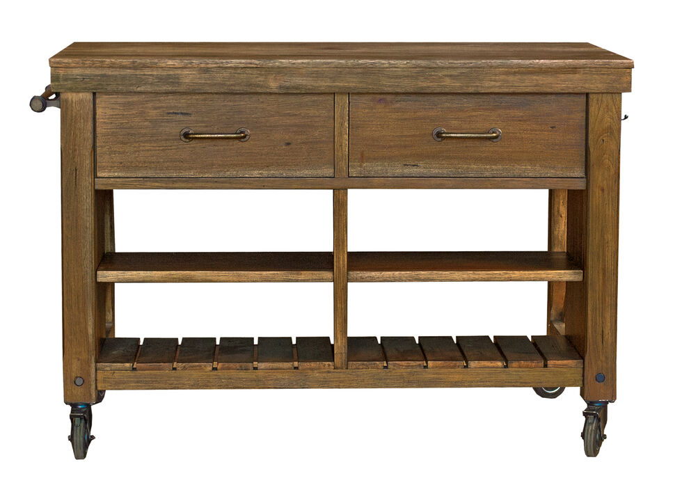 Belen Kox Rustic Mahogany Kitchen Island with Locking Casters, Belen Kox