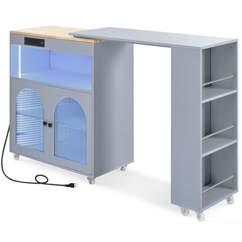 Merax European Rolling Kitchen Island With Extended Table