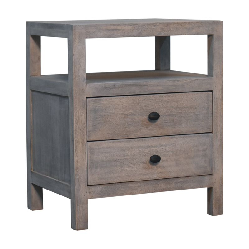 Artisan Furniture Solid Wood Acid Wash 2 Drawer Open Bedside