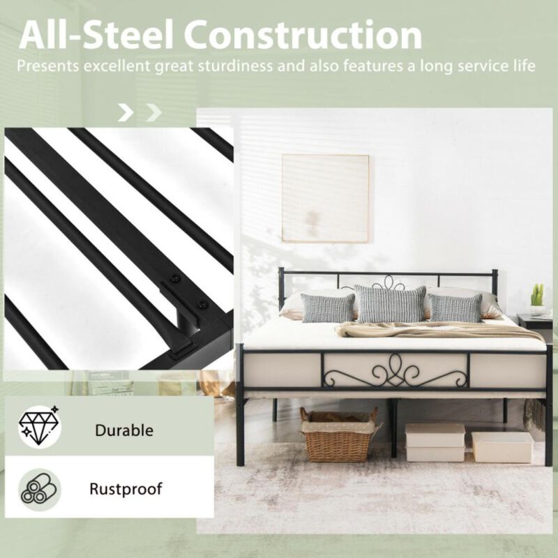 Hivvago Metal Bed Frame with Headboard and Footboard