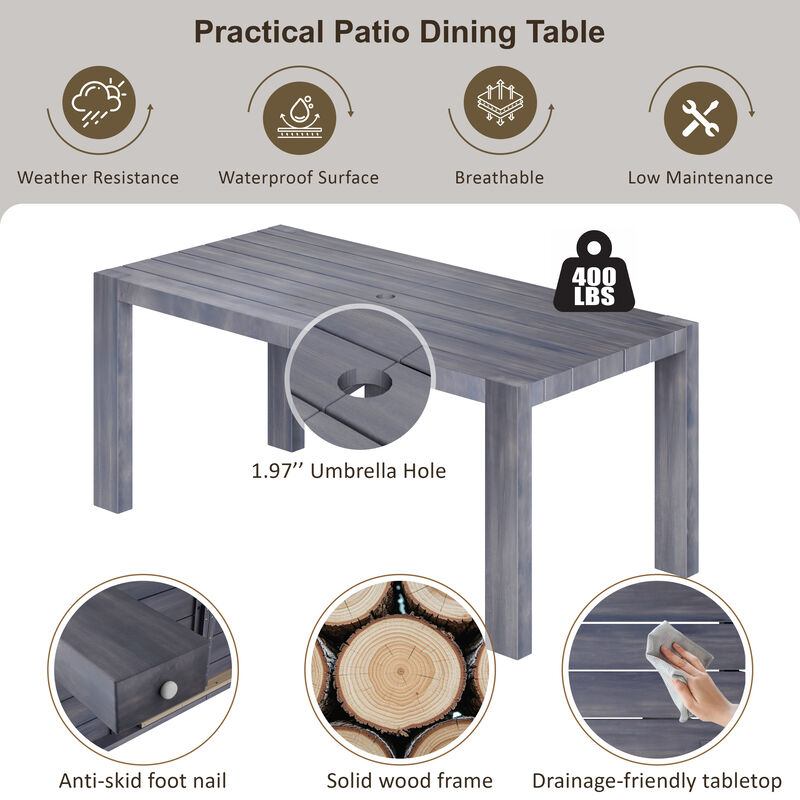 Merax 7-Piece Patio Dining Table Chairs Set for Backyard, Garden, Poolside