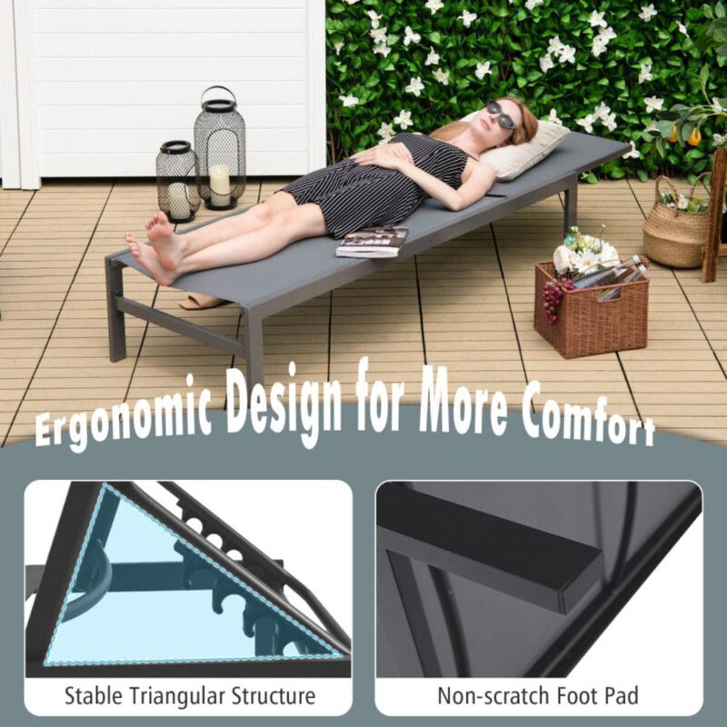 Hivvago 6-Position Chaise Lounge Chairs with Rustproof Aluminium Frame