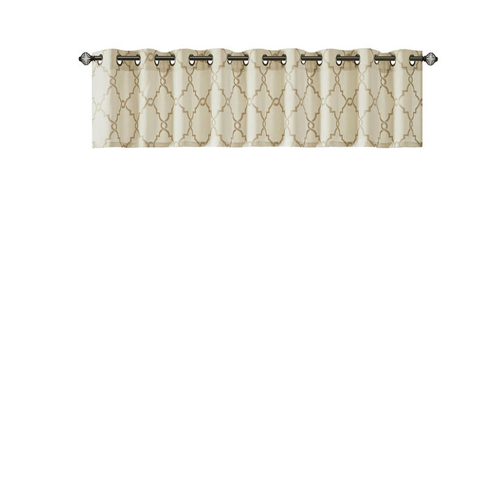 Gracie Mills Ondine Contemporary Grommet Top Valance with Fretwork Print