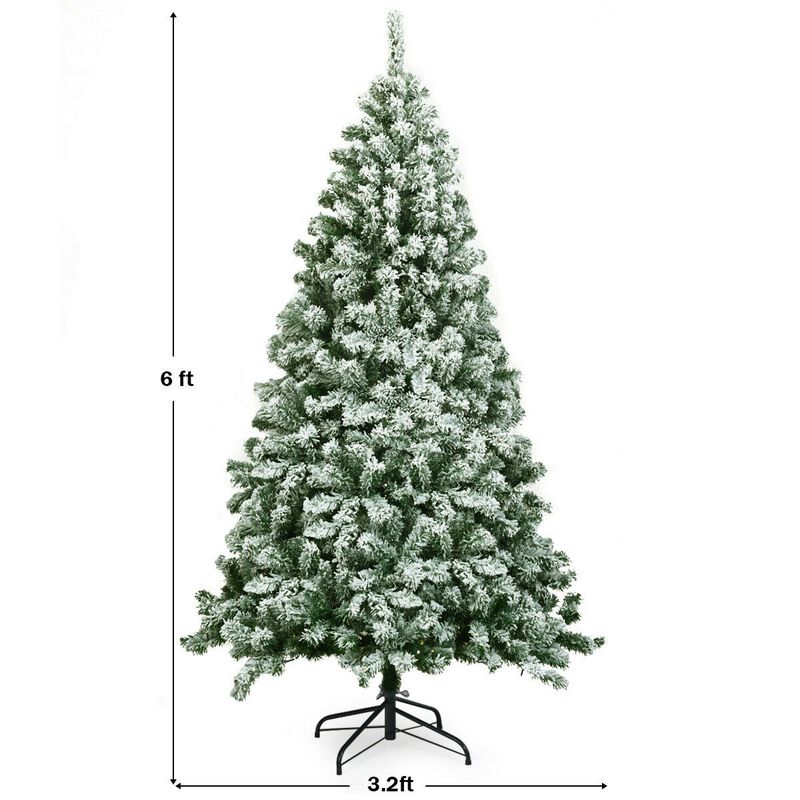 Snow Flocked Artificial Christmas Tree Hinged with 928 Tips