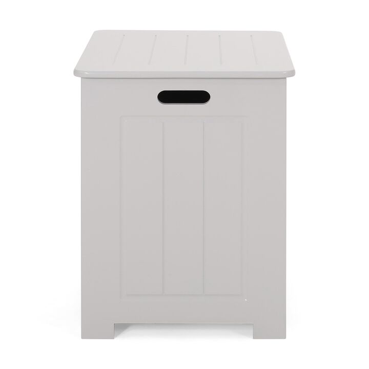 Tomo Laundry Hamper Bathroom Cabinet, Flip Top Storage, Gray - Benzara