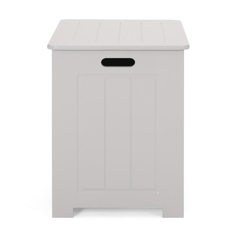 Tomo Laundry Hamper Bathroom Cabinet, Flip Top Storage, Gray - Benzara