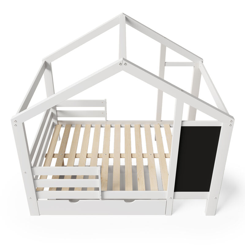 Merax Kids House Bed Frame with 2 Drawers