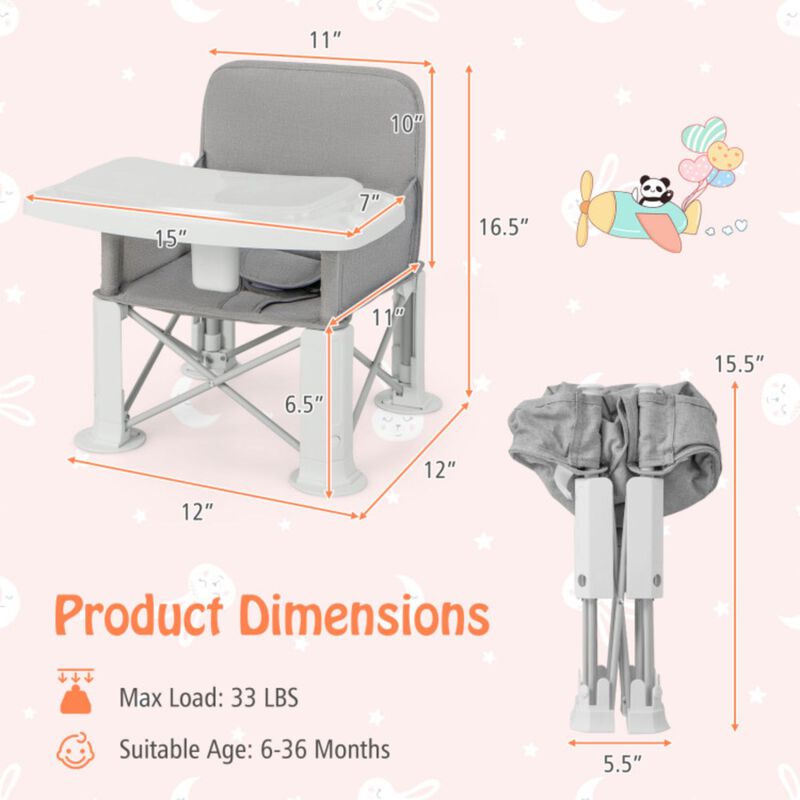 Hivvago Portable Baby Booster Seat with Straps and Double Tray