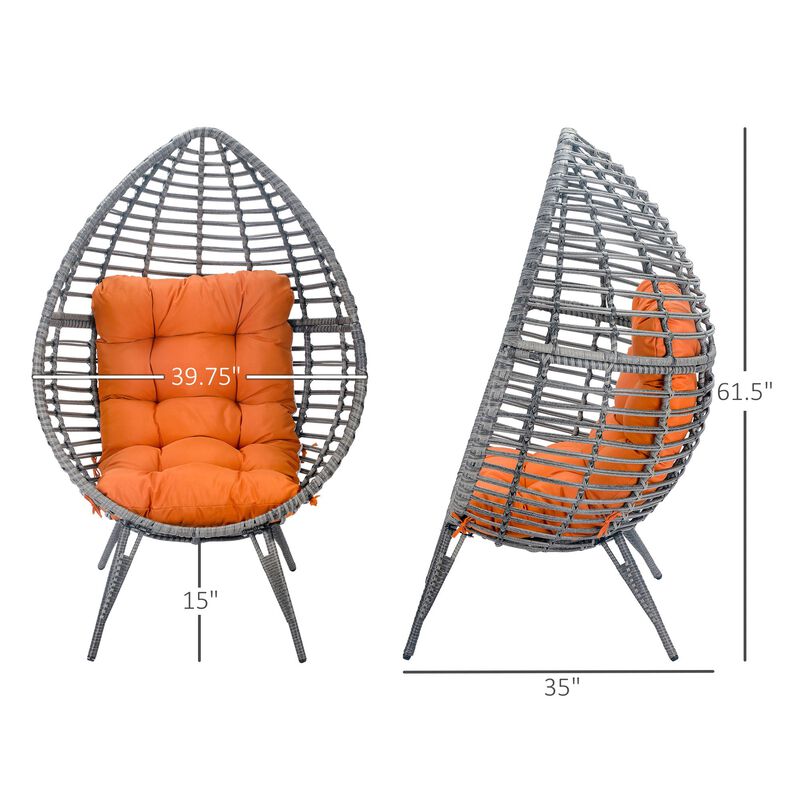 Orange Backyard Cocoon: Teardrop Wicker Lounge Chair with Cushion