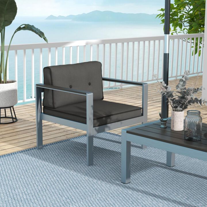 Hivvago Contemporary Sofa Chair with WPC Armrests and Back Cushions-Gray