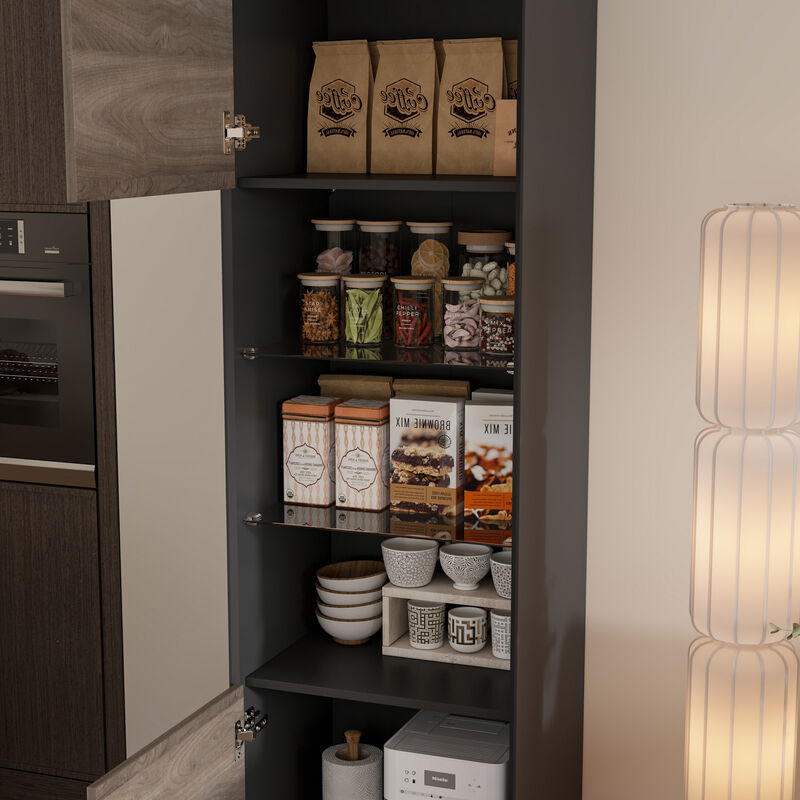 FUFU&GAGA Tall Dining Cabinet with Doors and Shelves, (18.9" W x 15.7" D x 66.9" H),Black and Brown