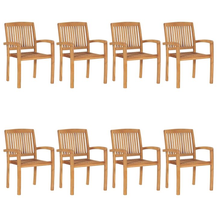 vidaXL Stacking Garden Chairs with Cushions 8 pcs Solid Teak Wood