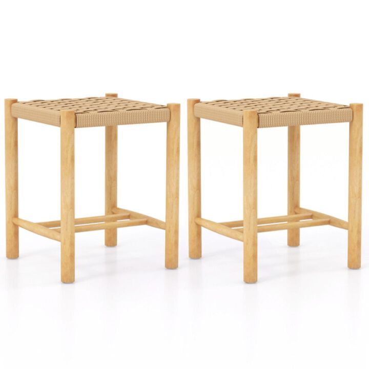 Hivvago Dining Stool Set of 2 with Rubber Wood Frame