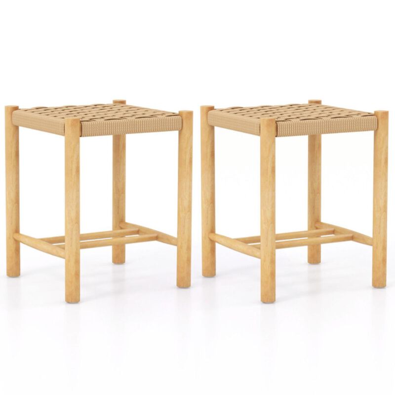 Hivvago Dining Stool Set of 2 with Rubber Wood Frame
