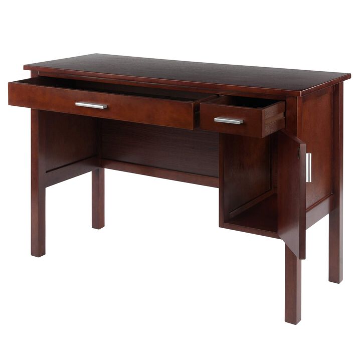 Ergode Emmett Desk - Stylish & Functional Workspace, 44" Wide Desktop, Ample Storage, Solid Wood, Walnut Finish. Ideal for Smaller Rooms & Apartments.