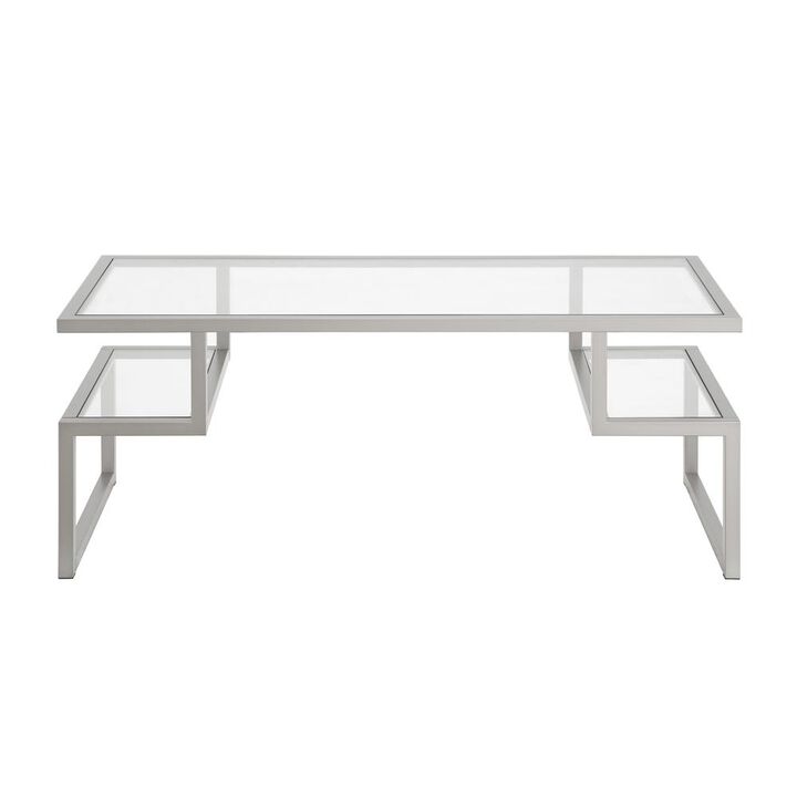 Hudson&Canal Zander 45'' Wide Rectangular Coffee Table in Nickel