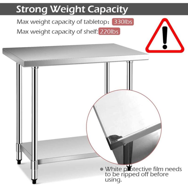 Hivvago 24 x 36 Inch Stainless Steel Commercial Kitchen Food Prep Table