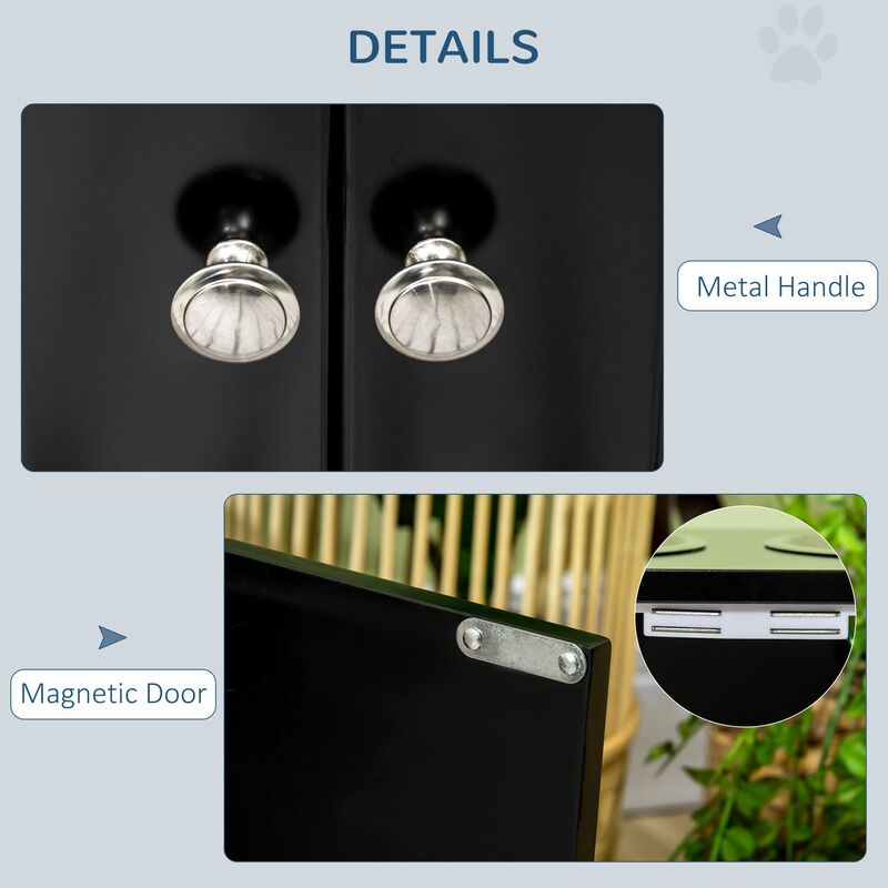 Black Dog Feeder: 23.5" x 12" x 14" Elevated Bowls with Stand, Storage for Large Dogs