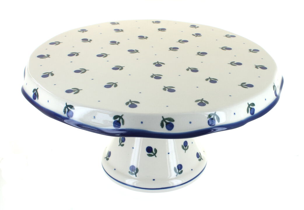 Blue Rose Polish Pottery Mardi Gras Cake Plate