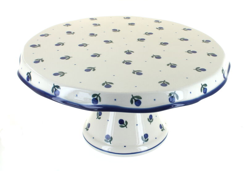 Blue Rose Polish Pottery Mardi Gras Cake Plate