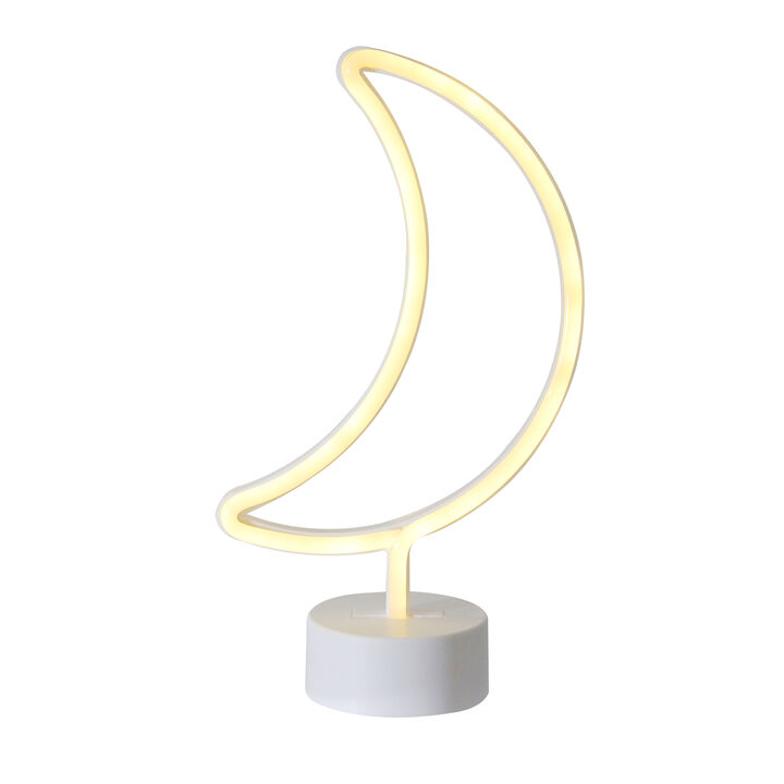 11.5" White Battery Operated Neon LED Moon Table Light