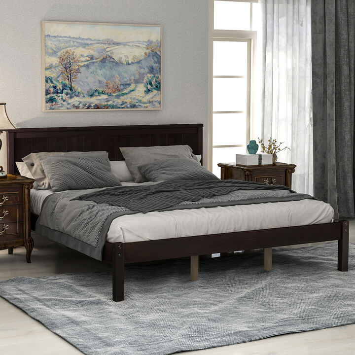 Platform Bed Frame with Headboard, Wood Slat Support, No Box Spring Needed, Queen