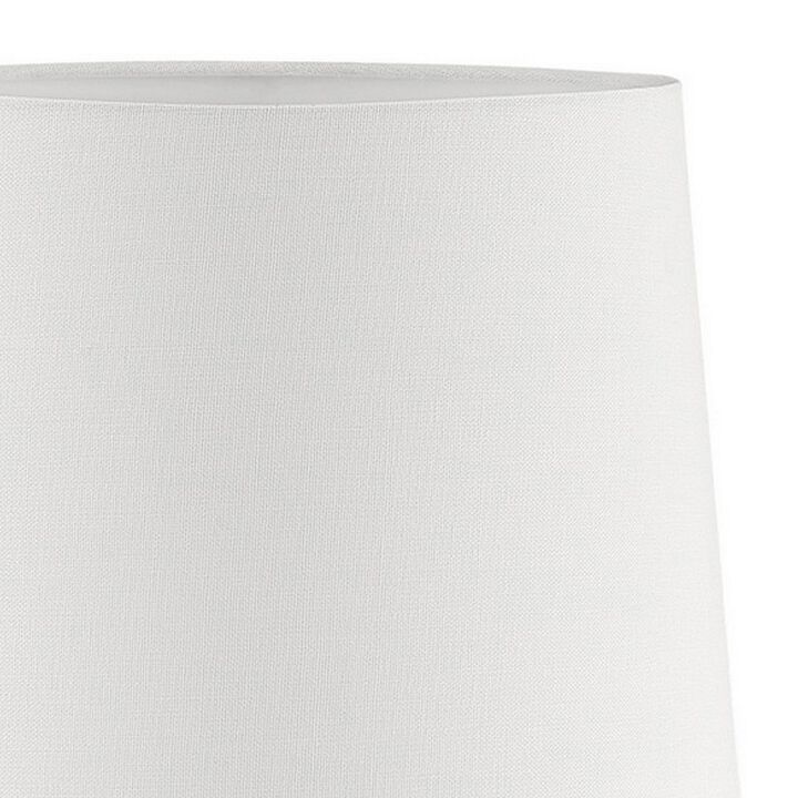 Pot Bellied Shape Metal Table Lamp with 3 Way Switch, White-Benzara