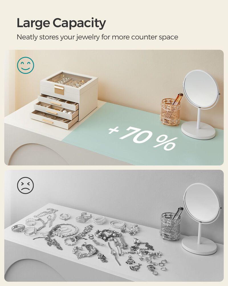 Elegant 4-Layer Jewelry Box with Glass Lid and 3 Drawers - Perfect Gift for Loved Ones