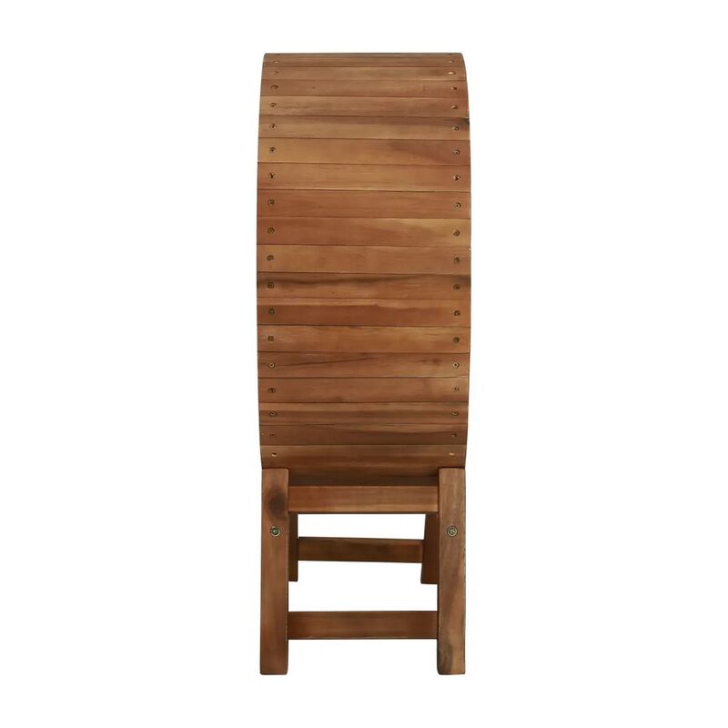 Oval Wine Rack, 13 Bottles, 35 Inch Tall Brown Solid Acacia Wood Frame - Benzara
