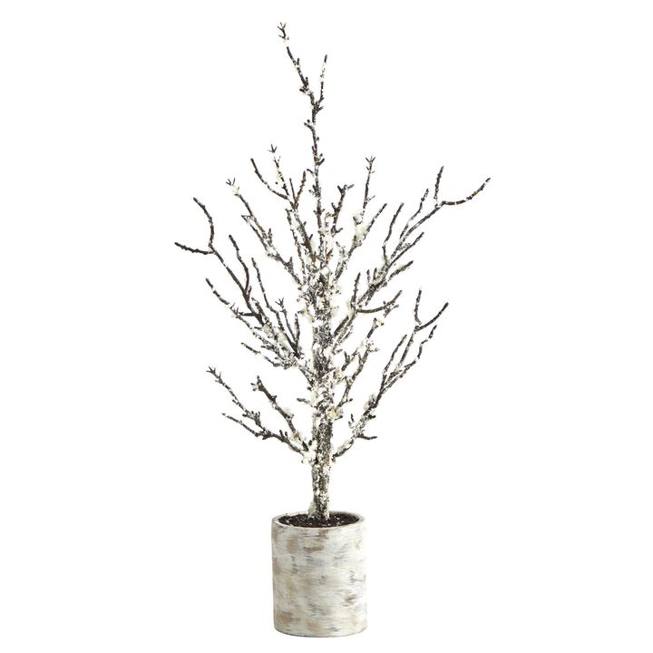 Nearly Natural 24-in Snowed Twig Artificial Tree in Decorative Planter