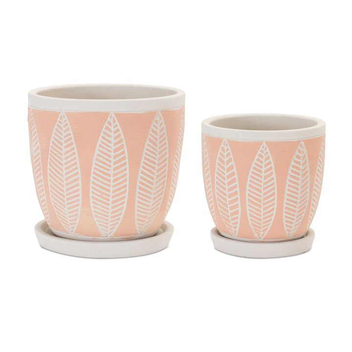 Pot with Saucer (Set of 2) – Modern Planters with Matching Saucers for Indoor Plants
