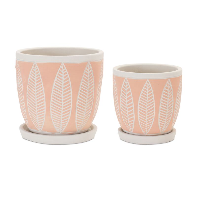 Pot with Saucer (Set of 2) – Modern Planters with Matching Saucers for Indoor Plants