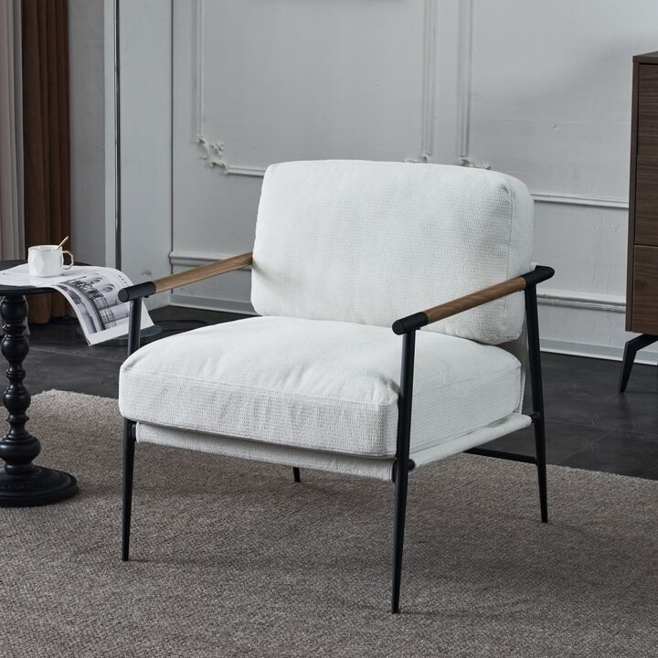 Leisure Chair Lounge Chair Velvet White Color