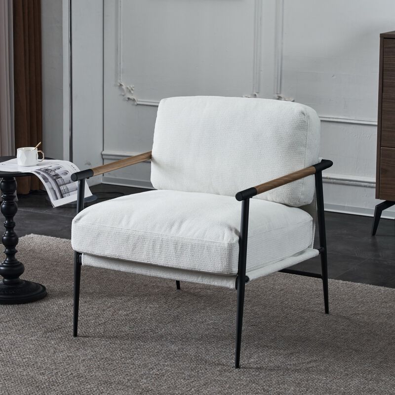 Leisure Chair Lounge Chair Velvet White Color