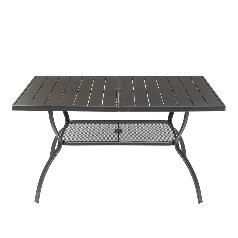 Patio Bar Table with Umbrella Hole Outdoor Counter Height Table for Shade and Entertainment