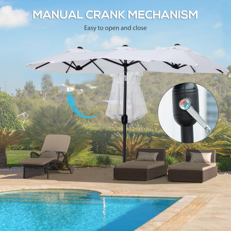 Pure White Patio Shade: 9.5' Double-Sided Umbrella with Tilt Crank