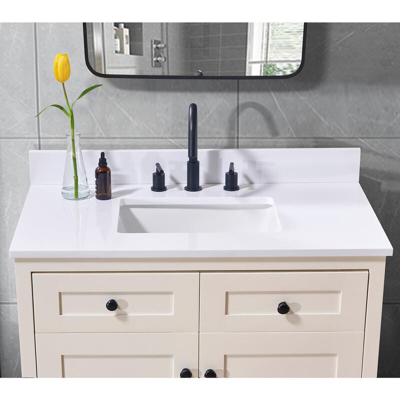 Altair 37. in Composite Stone Vanity Top in Snow White with White Sink