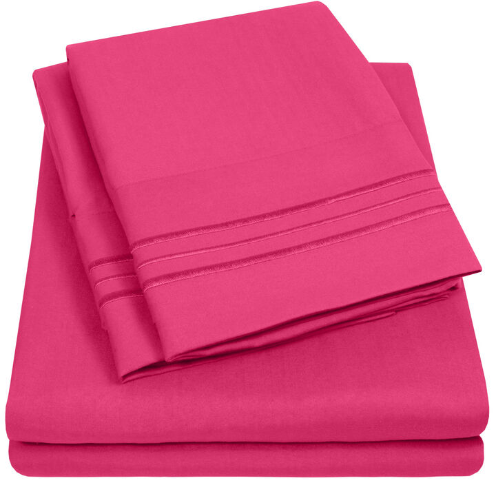 5 Piece Sheet Set, Ultra Soft 1800 Series Collection - Split King, Royal Blue