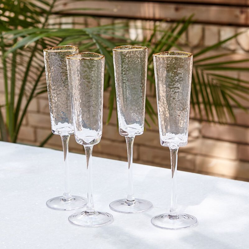 Set of 4 Hammered Champagne Glasses